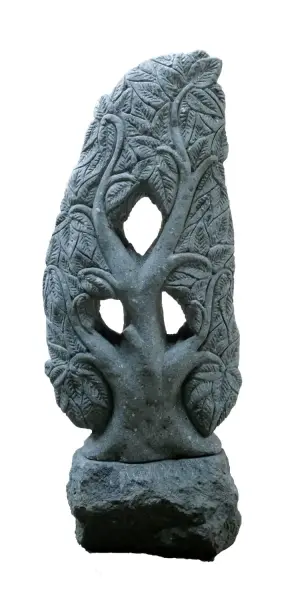 Product image of the product “Tree relief motif on both sides (2 pieces), 120 cm H | Natural stone (Basanit), stonemasonry ”